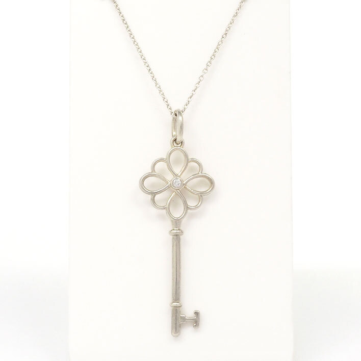 Tiffany Knot Key Diamond Pendant Silver
